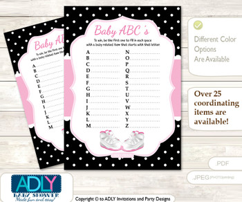 Girl Jumpman Baby ABC’s Game, guess Animals Printable Card for Baby Jumpman Shower DIY –Sneakers