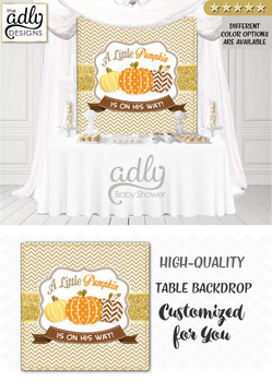 Fall Neutral Pumpkin, Gold Brown Orange Backdropbackdrop Patch Sign, Little Pumpkin Backdrop, gold floral fall baby shower candy Table Digital Backdrop, Fall Watercolor Birthday Party