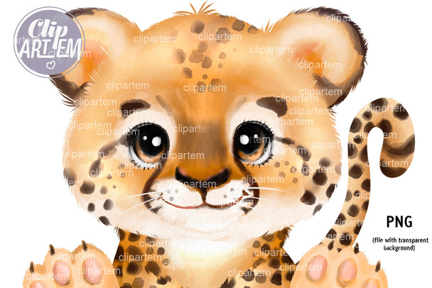 Baby cheetah boy /girl   watercolor clip art PNG