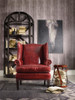 Hooker-CC408 Red Leather Wing Back Chair