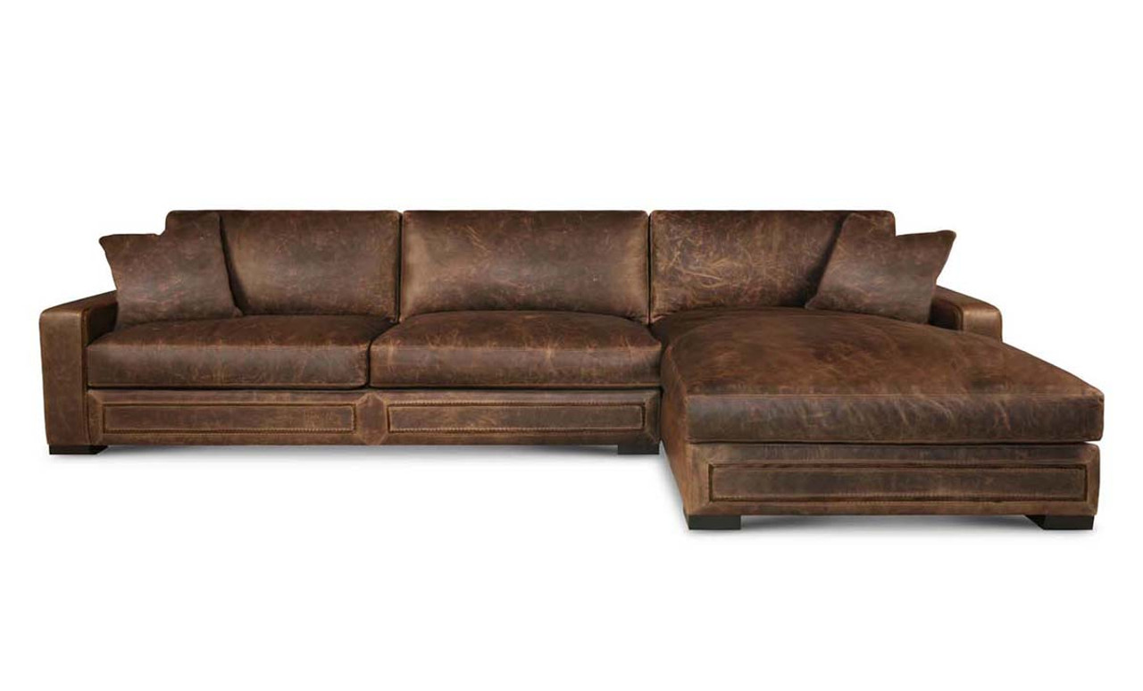 Western Wrangler Leather Sectional, American Heritage Custom Leather-Made  in the USA 