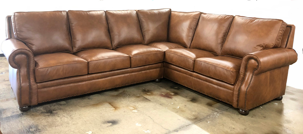 Stockholm Leather Sectional , American Heritage Custom Leather Made in  USA-LeatherShoppes.com