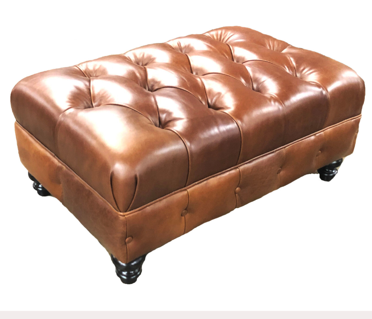 Cigar Tufted Leather Chesterfield Chair 1/2 and Ottoman 1/2