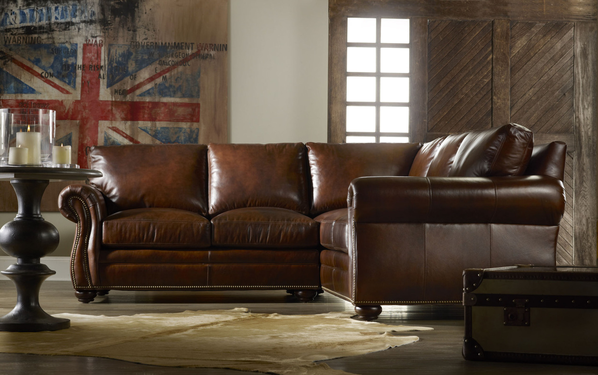bradington young leather sectional sofa