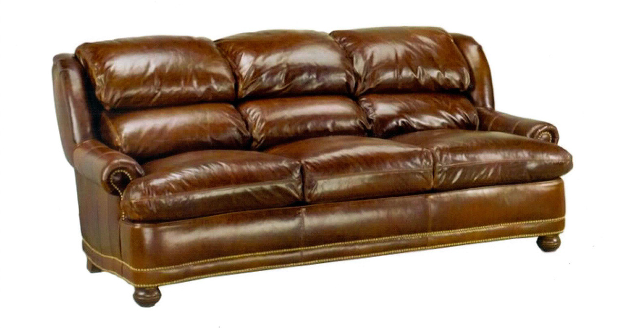 Bustle Back Leather Sofa ,American Heritage Custom LeatherMade in the