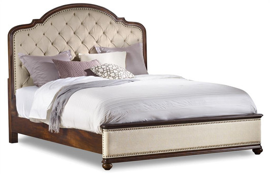 Hooker Furniture Bedroom Leesburg Queen Upholstered Bed with Wood Rails