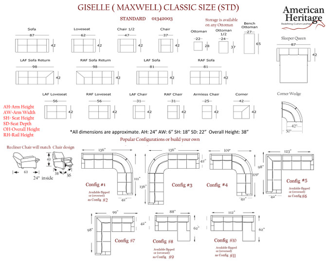 American Heritage Giselle (Maxwell) Std. Size Sectional