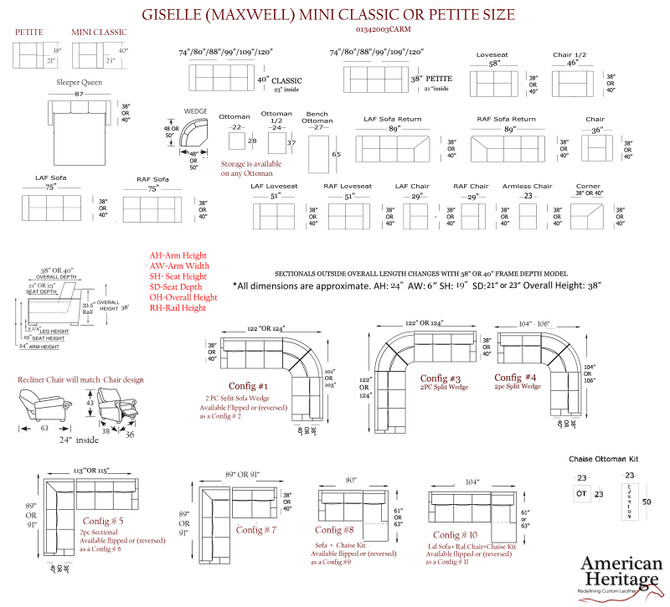 American Heritage Giselle (Maxwell) Mini Classic/Petite-Sectional -
