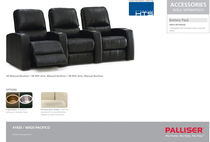 Palliser 41920 Pacifico Single Power Theater Seats