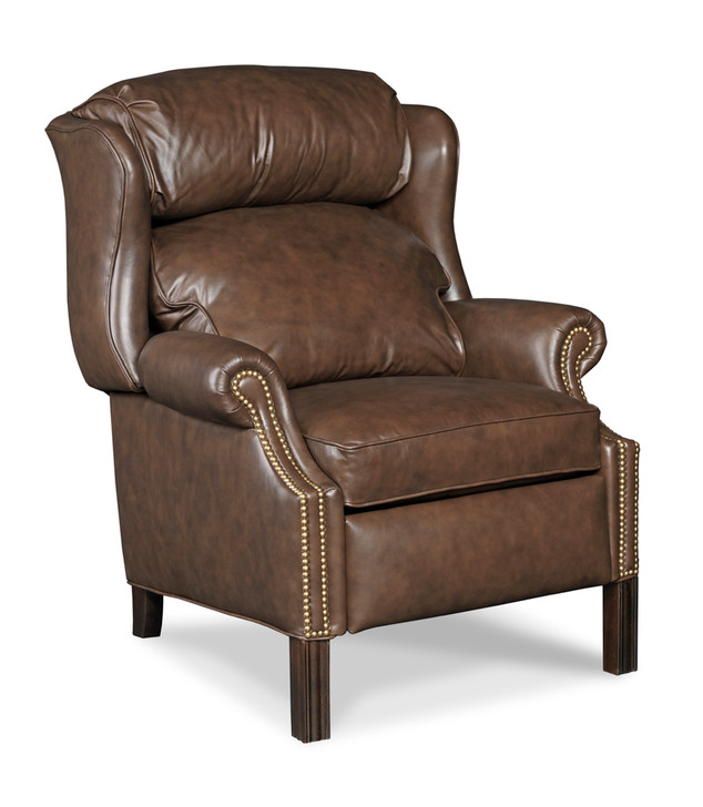 4114 Wing back Chippendale leather
