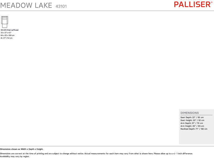 Palliser Meadow Lake 43101 Power Lift Recliner