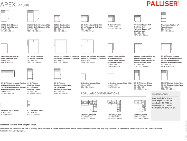 Palliser 44008 Elements Apex Double Power Sectional