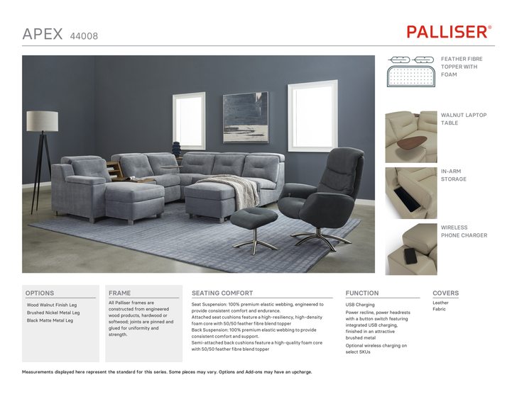 Palliser 44008 Elements Apex Double Power Sectional