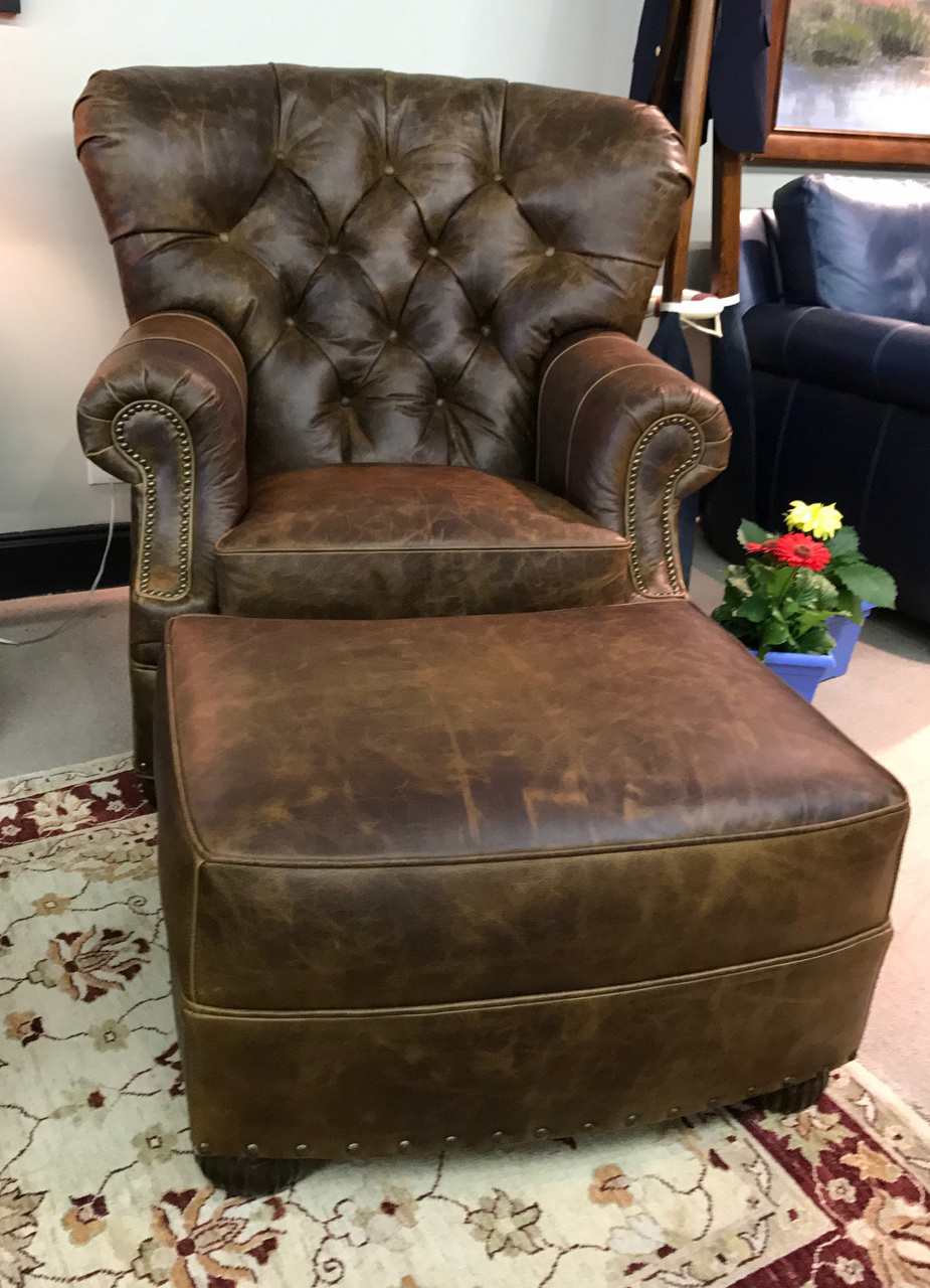 tufted chair and ottoman