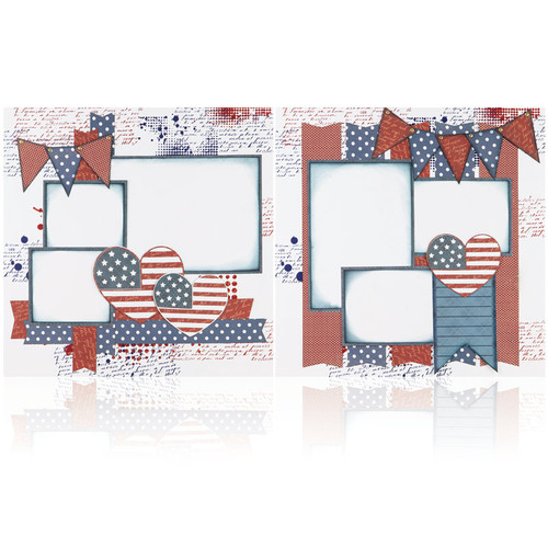 PRE-ORDER | July Add On 1: Heart Flag  -  (2) 12" x 12" Page Layouts