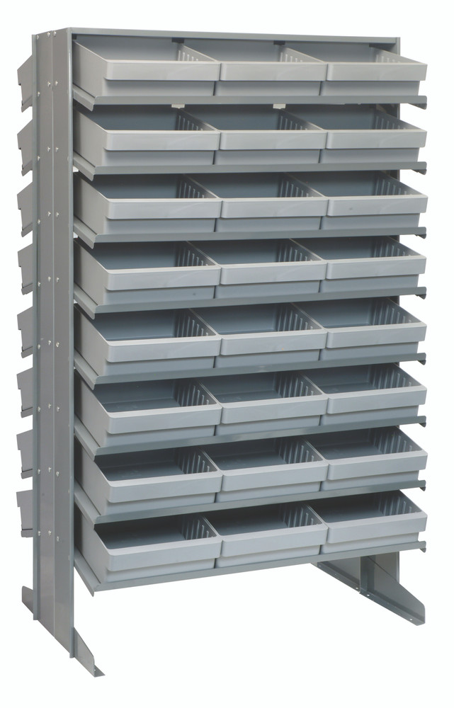 QPRD-801GY Pick Rack, slopped, double sided, 24"L x 36"W x 60"H, 800 lbs. capacity, (16) shelves configuration, includes: (48) QED801 gray bins