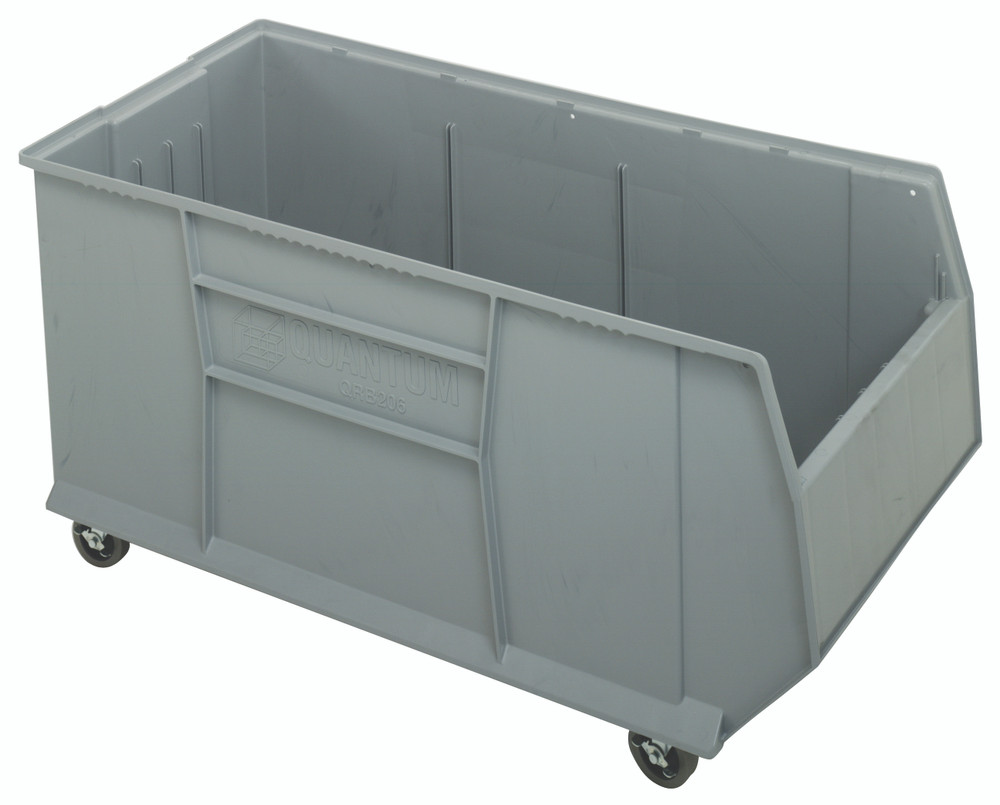 QRB216MOBGY RackBin 42" Container, mobile, 47-7/8"L x 19-7/8"W x 20-1/2"H, 180 lbs. capacity, includes (8) 1/4" drill hole pattern on bottom of bin for easy hole insertion for drainage and air circulation if needed and casters