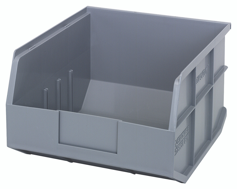 SSB425GY Stackable Shelf Bin, 12"W x 11"D x 7"H, autoclavable up to 250°F, polypropylene, gray, made in USA