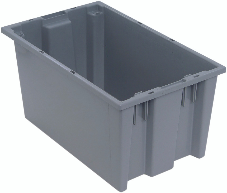 SNT185GY Stack and Nest Tote, 18"W x 11"D x 9"H, heavy duty, 0.76 cu. ft. capacity, gray polypropylene, Made in USA (priced per each, 6 each per carton)