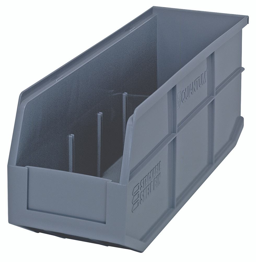 SSB461GY Stackable Shelf Bin, 18"W x 6"D x 7"H, autoclavable up to 250°F, polypropylene, gray, made in USA