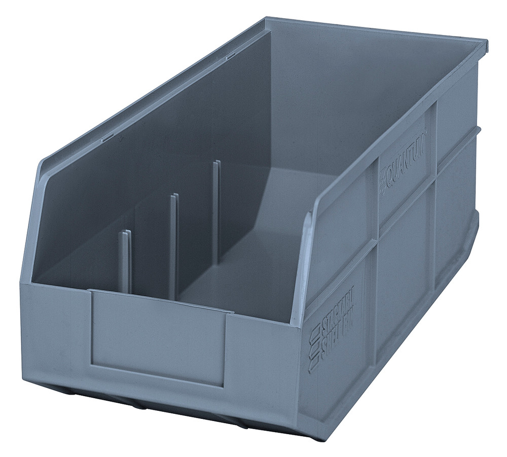 SSB463GY Stackable Shelf Bin, 18"W x 8-1/4"D x 7"H, autoclavable up to 250°F, polypropylene, gray, made in USA