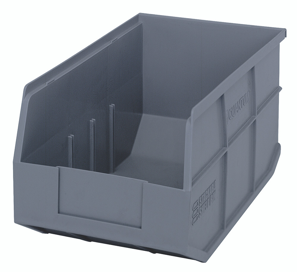 SSB443GY Stackable Shelf Bin, 14"W x 8-1/4"D x 7"H, autoclavable up to 250°F, polypropylene, gray, made in USA