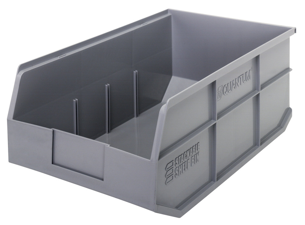 SSB465GY Stackable Shelf Bin, 18"W x 11"D x 7"H, autoclavable up to 250°F, polypropylene, gray, made in USA