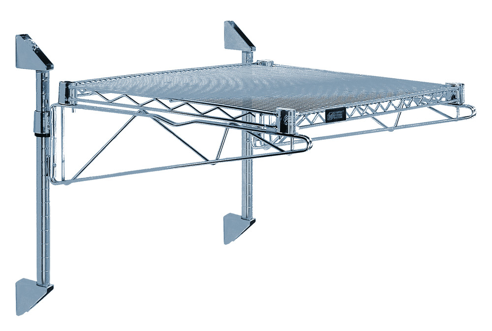 WC14-CB2154GY Cantilever Single Shelf Post Wall Mount, (1) 54"W x 21"D shelf, (2) 14" posts, (2) 21" cantilevers and (2) mounting brackets, gray epoxy antimicrobial finish, NSF