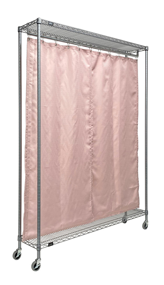 WRC74-1260GY-2PC Mobile Privacy Partition, 60"W x 12"D x 78"H, includes curtain, gray epoxy antimicrobial finish