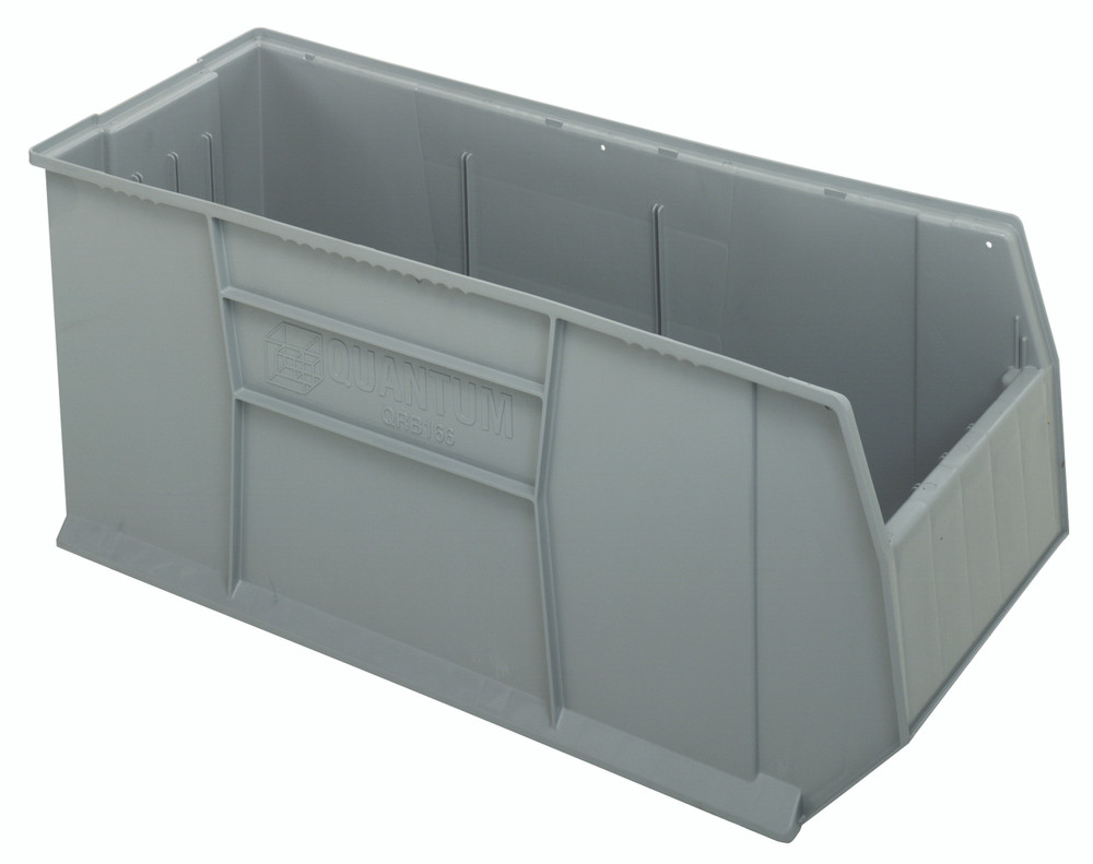 QRB166GY RackBin 42" Container, 47-7/8"L x 16-1/2"W x 17-1/2"H, 180 lbs. capacity, includes (8) 1/4" drill hole pattern on bottom of bin for easy hole insertion for drainage and air circulation if needed, made of high density polypropylene, gray