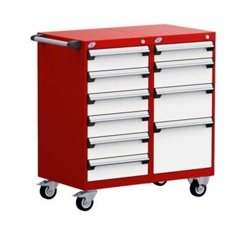 L3BED-3433B Mobile L Cabinet 36"x21"x39-1/8"H with 9 Drawers