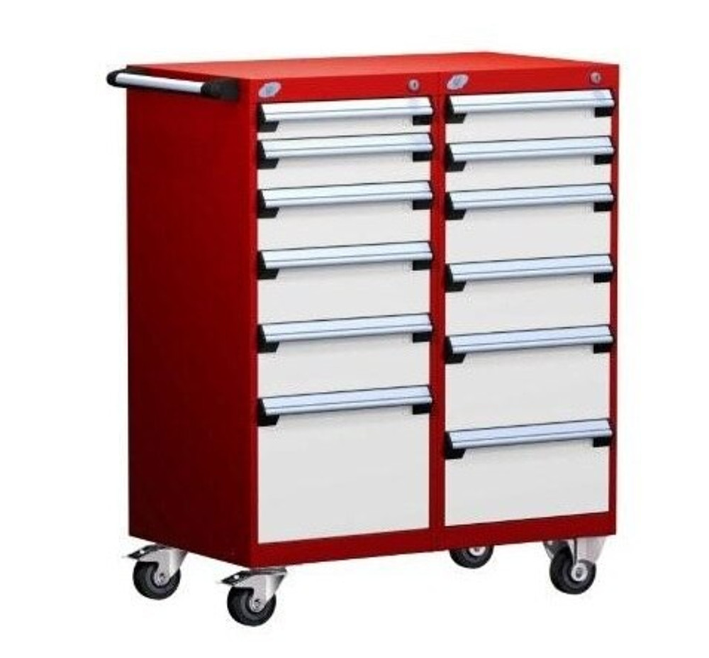 L3BED-4002B Mobile L Cabinet 36"x21"x45-1/8"H with 12 Drawers