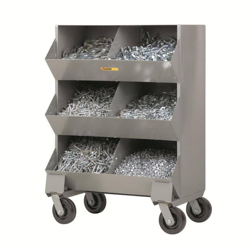 MS2-1532-6PH Mobile Steel Bolt Bin 32"W x 20"D x 45-1/2"H with 6 openings