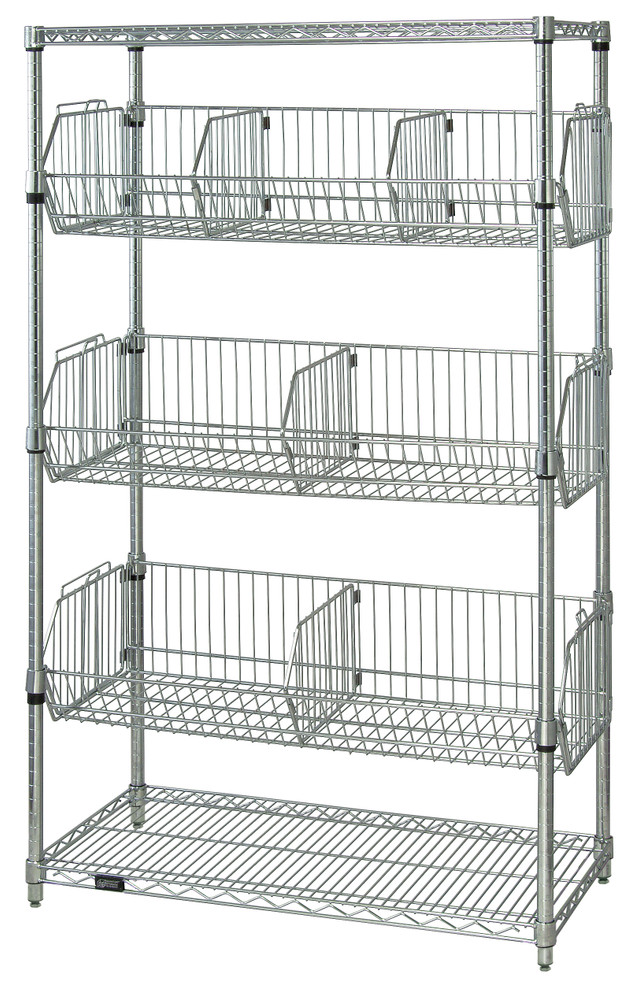 1836BC6C Stationary Wire Basket Unit 18"D x 36"W x 63"H