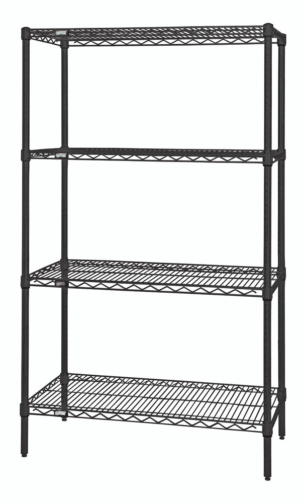 WR63-1848BK Black Wire Shelving Unit 48"W x 18"D x 63"High