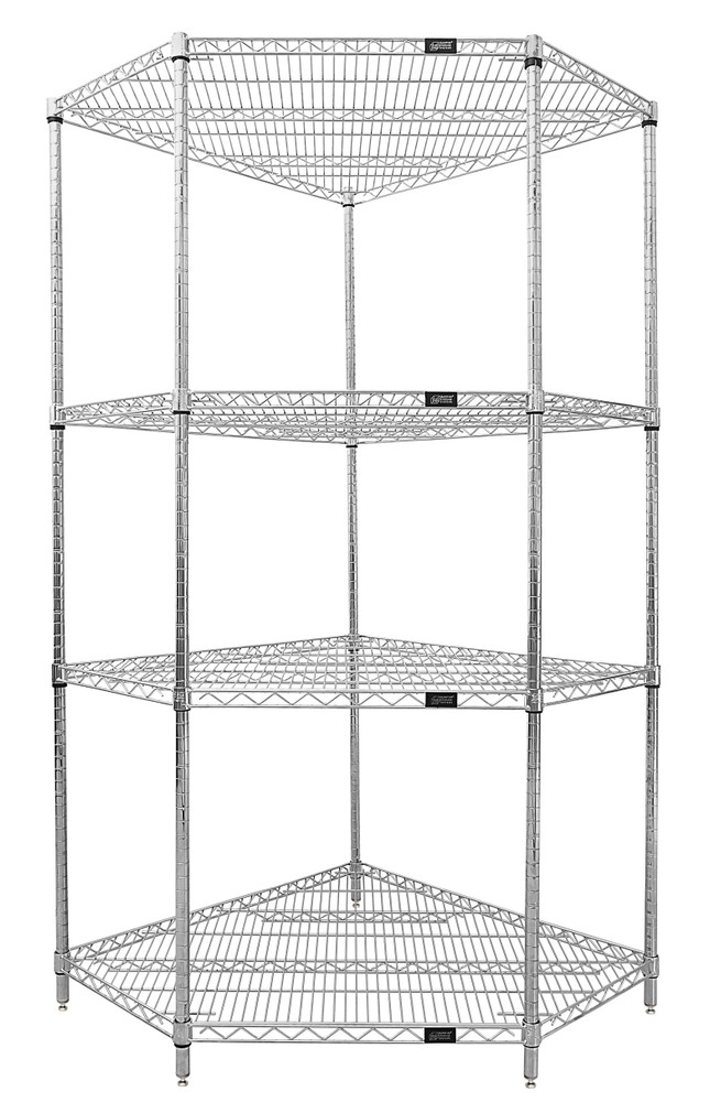 WR74-2442CRNC Corner Wire Shelving 4 Shelf System, per image