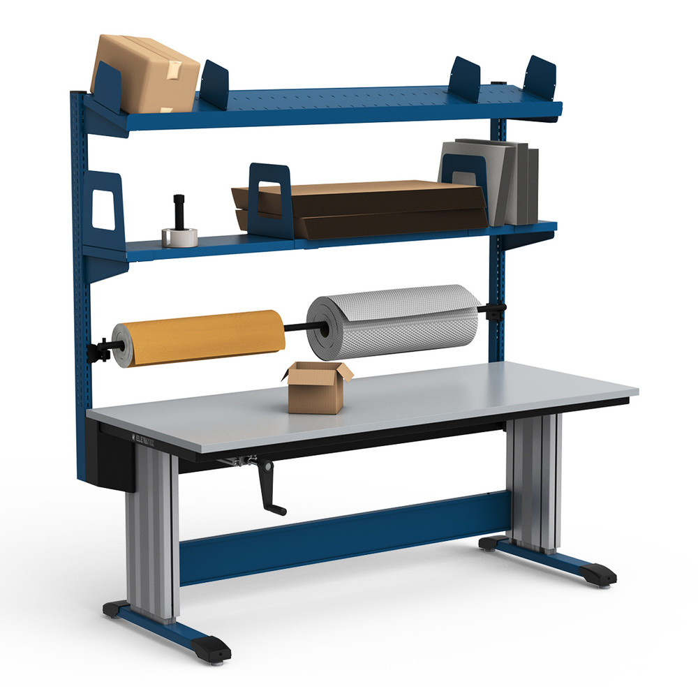 ElevaTek 72"W x 30"D x 74" - 90"H Stationary Crank Height-Adjustable Cantilever Workstation