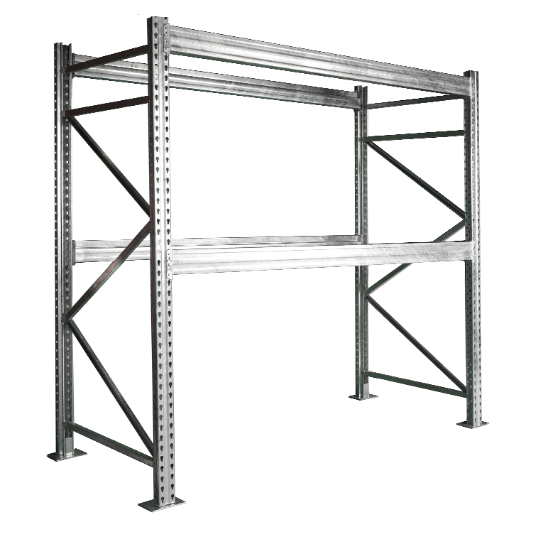 Galvanized Pallet Rack Add-On Unit 96"Wx42"Dx96"H with 2 Levels