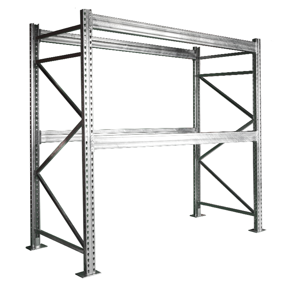 Galvanized Pallet Rack Add-On Unit 96"Wx42"Dx120"H with 2 Levels