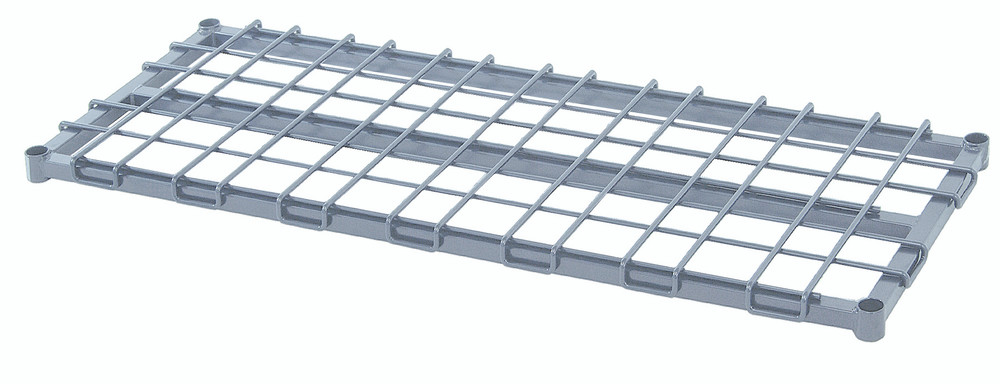 1824DSGY Dunnage Shelf, 24"W x 18"D, 1500 lb. capacity, (1) removable wire top mat, square tubing frame, gray epoxy antimicrobial finish, NSF