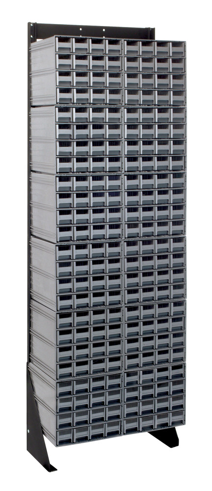QIC-170-161GY Interlocking Storage Cabinets Floor Stand, single sided, 12"D x 23-5/8"W x 75"H, 300 lbs. load capacity, includes: (12) QIC-161, (192) gray drawers, 14 gauge steel, black coated finish
