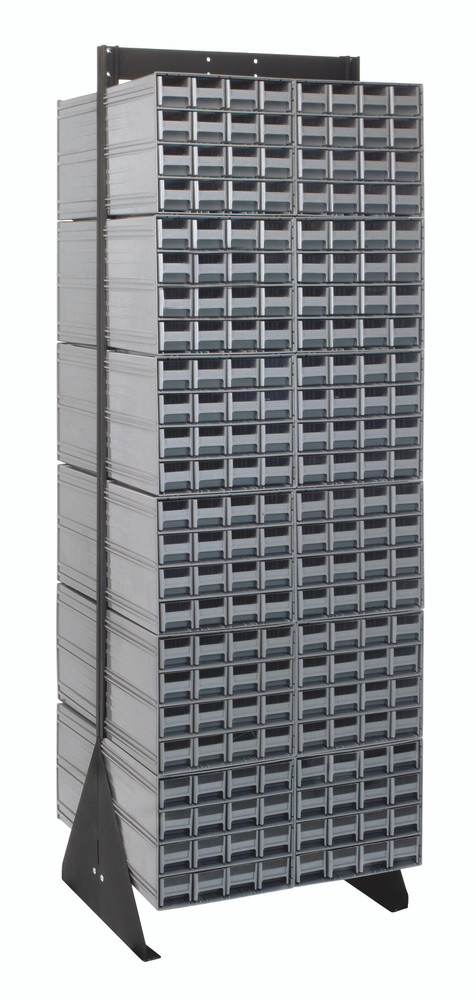 QIC-270-161GY Interlocking Storage Cabinets Floor Stand, double sided, 24"D x 23-5/8"W x 75"H, 750 lbs. load capacity, includes: (24) QIC-161, (384) gray drawers, 14 gauge steel, black coated finish