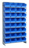 QPRS-207BL Pick Rack, slopped, single sided, 12"D x 36"W x 63-1/2"H, 400 lbs. capacity, includes: (8) shelves and (32) QSB207 blue bins, galvanized steel