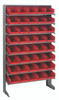QPRS-102RD Pick Rack, slopped, single sided, 12"D x 36"W x 60"H, 400 lbs. capacity, includes: (8) shelves and (40) QSB102 red bins, galvanized steel