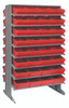 QPRD-701RD Pick Rack, slopped, double sided, 24"L x 36"W x 60"H, 800 lbs. capacity, (16) shelves configuration, includes: (64) QED701 red bins