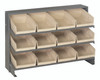 QPRHA-107IV Pick Rack, slopped, bench style, 12-1/2"L x 36"W x 23"H, 250 lbs. capacity, (3) shelves configuration, includes: (12) QSB107 ivory bins