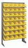 QPRS-102YL Pick Rack, slopped, single sided, 12"D x 36"W x 60"H, 400 lbs. capacity, includes: (8) shelves and (40) QSB102 yellow bins, galvanized steel