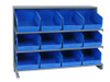 QPRHA-207BL Pick Rack, slopped, bench style, 12-1/2"L x 36"W x 26-1/2"H, 250 lbs. capacity, (3) shelves configuration, includes:: (12) QSB207 blue bins