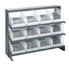 QPRHA-207CL Pick Rack, slopped, bench style, 12-1/2"L x 36"W x 26-1/2"H, 250 lbs. capacity, (3) shelves configuration, includes:: (12) QSB207 clear bins