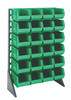 QRU-12S-240-24GN Rail Rack, single sided, 36"L x 15"W x 53"H, 600 lbs load capacity, includes: (12) rails and (24) QUS240 green bins, galvanized steel